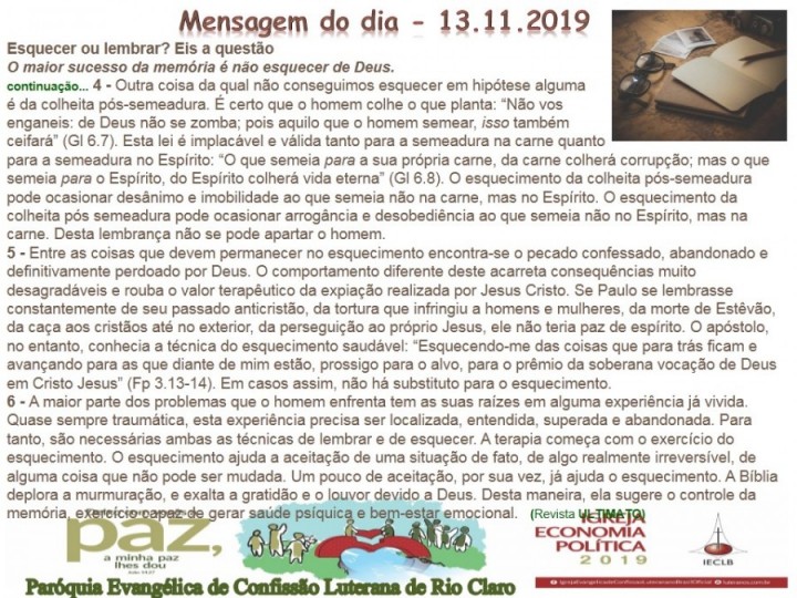 Mensagem do dia - 13.11.2019