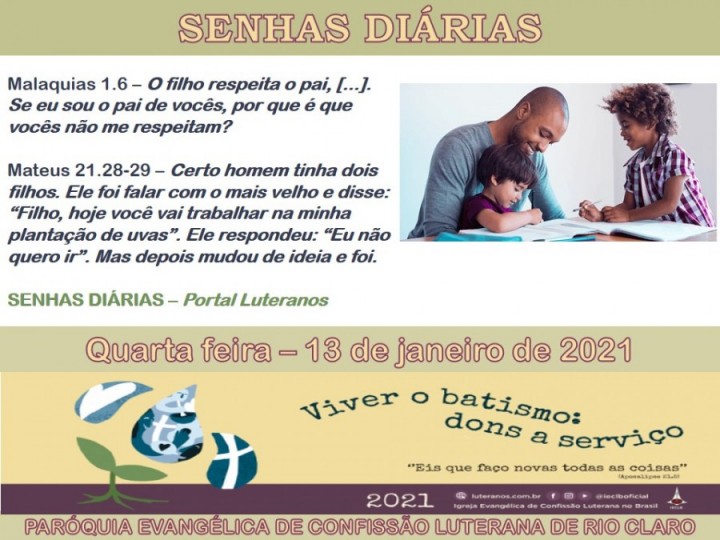 Senhas do dia - 13.01.2021